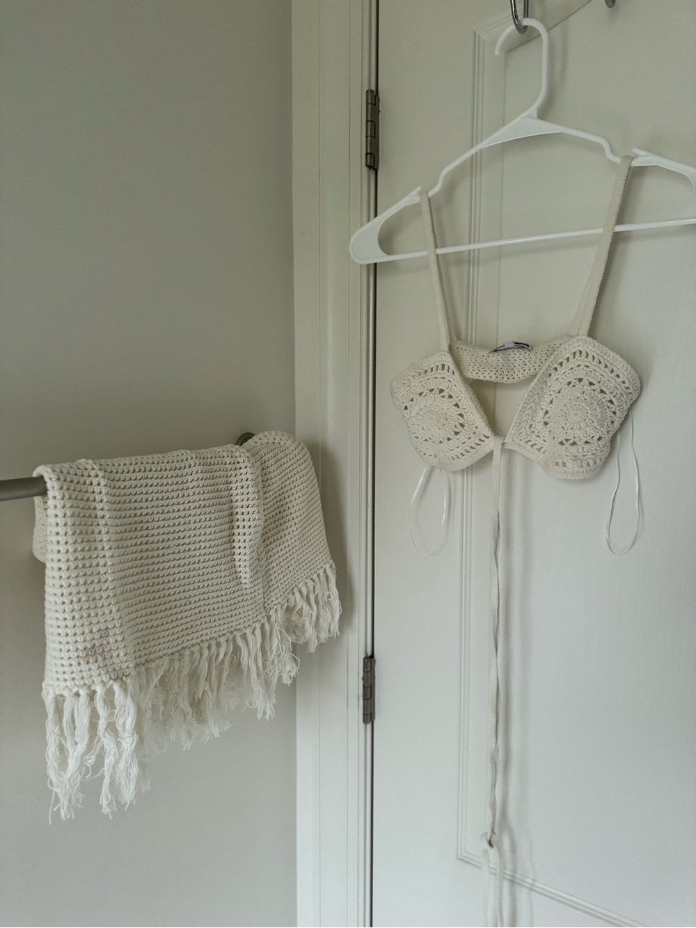 Fashion Nova Ivory Crochet Tie-Back Bralette
